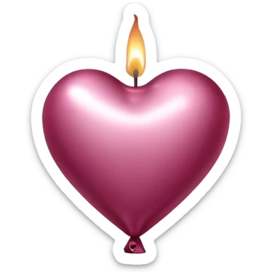 metallic heart-shaped balloons in burgundy and pink aesthetic decorative candle in the shape of a heart sticker