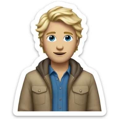 do a white boy with dirty blond hair blue eyes and a chic outfit  sticker