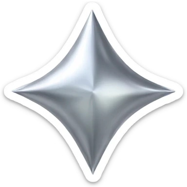 Silver chrome four-point star diamond sticker