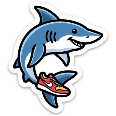 shark wearing Nike shoes sticker