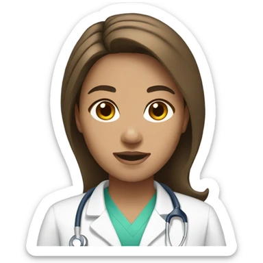 Medical assistant with brown hair and white skin sticker