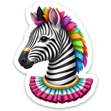 Vintage circus zebra wearing colorful neck ruffles sticker