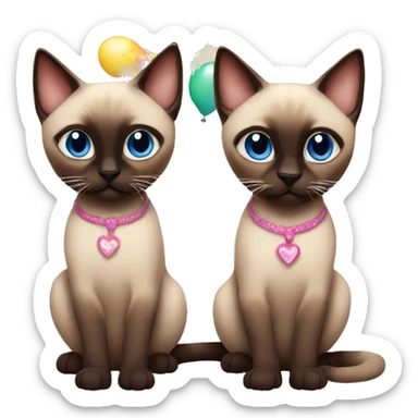 two siamese cats celebrate birthday sticker