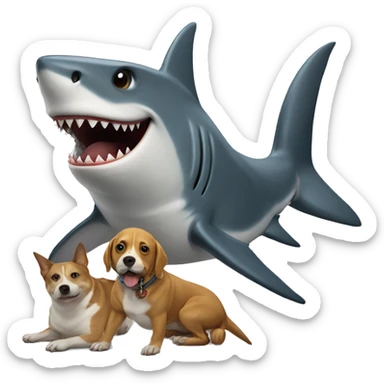 Shark riding a dog. scary sticker