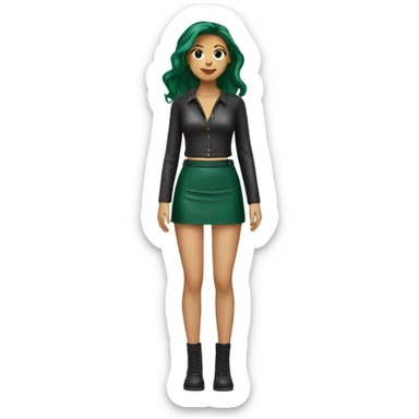 Dark Green leather mini skirt isolated sticker