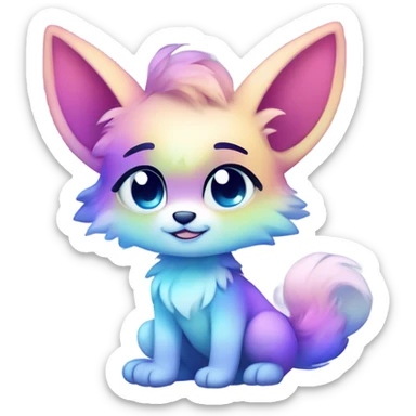 Adorable innocent cute gradient-Sparkle-nebula-fursona furry, full body sticker