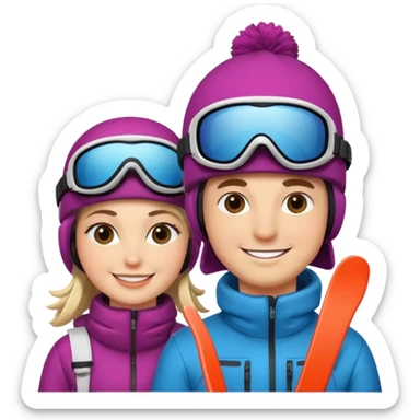 a recently marries couple skiing sticker