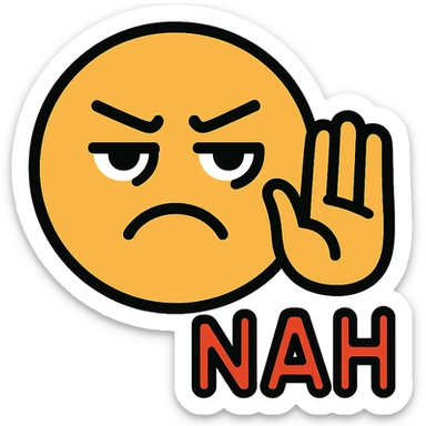 Create a 'nah' emoji in color icon style with a different hand gesture that is expressive and clear. Focus on making the gesture distinct and the expression vivid while maintaining the color icon style characteristics. sticker