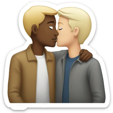 three white people kissing  sticker
