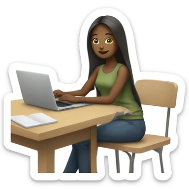 Girl on laptop at coffee shop sticker