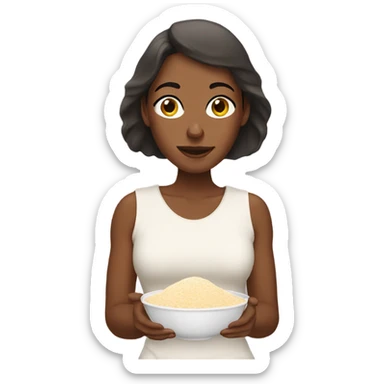 Woman with porridge all over her face  sticker