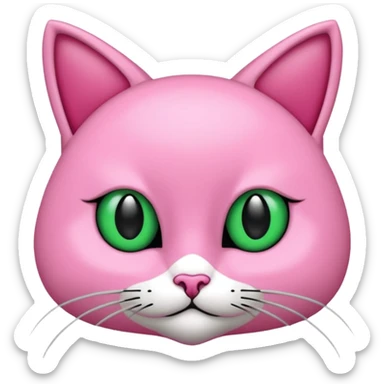 Bir siyah renkli kedi gözleri yeşil ve oturuyor boynunda tasma pembe var sticker