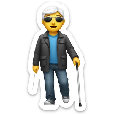 blind person walking with cane sticker