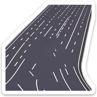 a modern expressway with multiple lanes, smooth asphalt, and clear lane markings, seen from above, microsoft style 3d fluent emoji style sticker