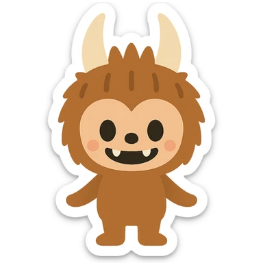 Labubu character as a flat color icon, clean lines, soft color palette sticker