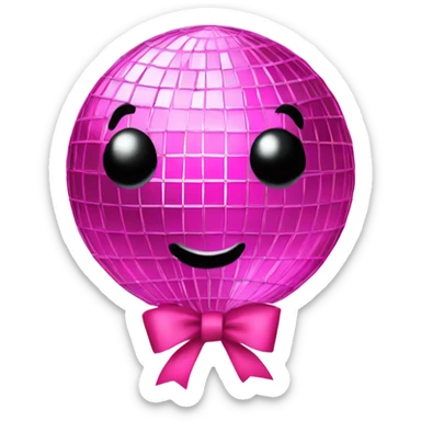 Pink disco ball with pink bow sticker