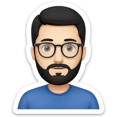 graphic designer male with glasses on black hair sticker