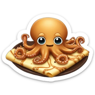 Octopus eating chocolate crepe  sticker