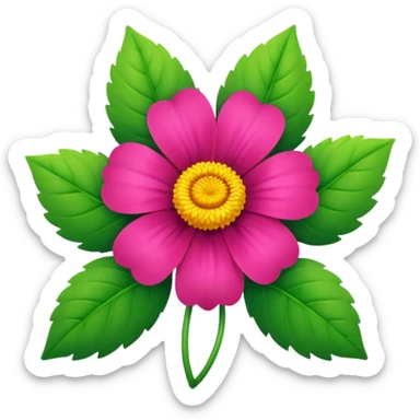 realistic flower with green leaves sticker