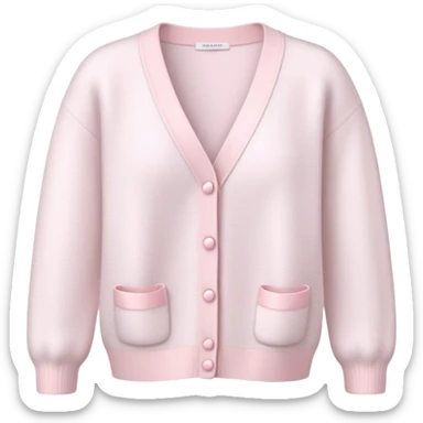 white cashmere cardigan with 8 tiny light pink bows all over front and sleeves, realistic 3d isolated, soft texture sticker