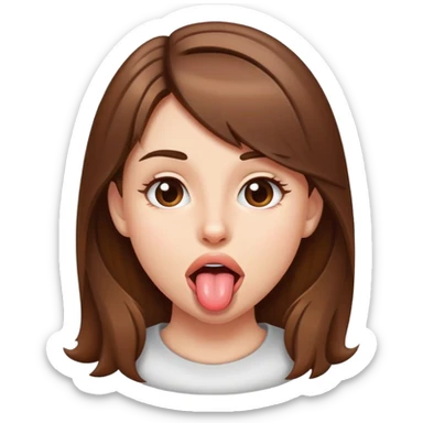 brown haired girl slightly sticking out her tongue  sticker