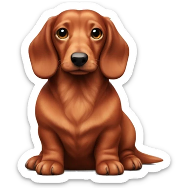 Chunky Miniature red long haired dachshund whole body sticker