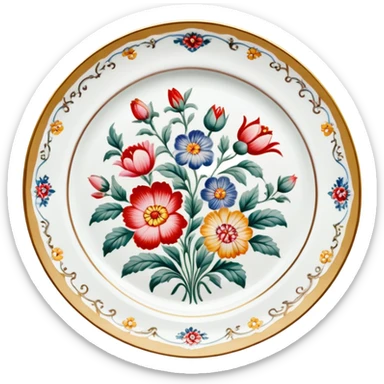 vintage floral porcelain plate sticker
