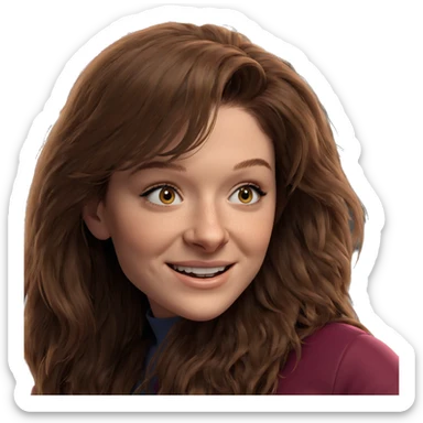smiling girl with long brown hair sticker