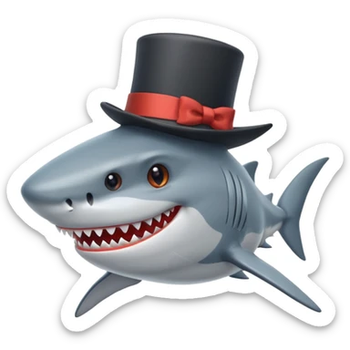 Shark with a top hat sticker