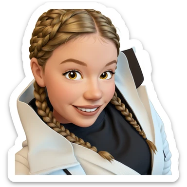 smiling girl with braided hair sticker