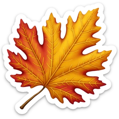 yellow and red oak leaf  sticker