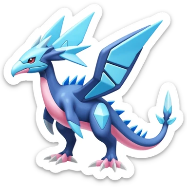 Futuristic Glowing Shiny Neon Pastel Helioptile-Diancie-Kyurem-Dialga-Latios-Miraidon-Pokémon, full body sticker