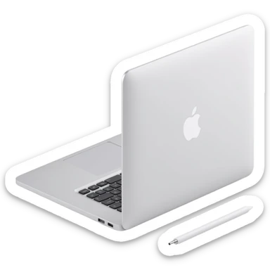 realistic MacBook laptop, side profile, thin and sleek, skeuomorphism style sticker