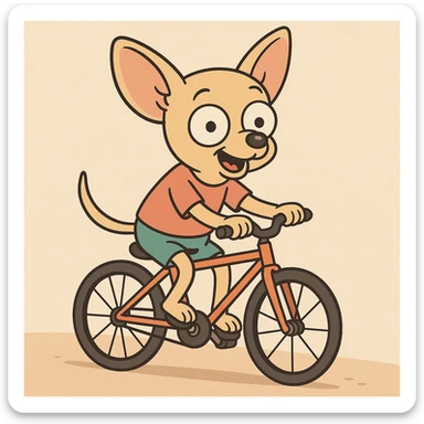 a cute chihuahua cycling, cartoon style sticker