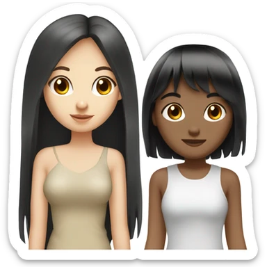 Four girls one with shoulder length hair bangs black hair tan skin one with long black hair pale skin one  sticker