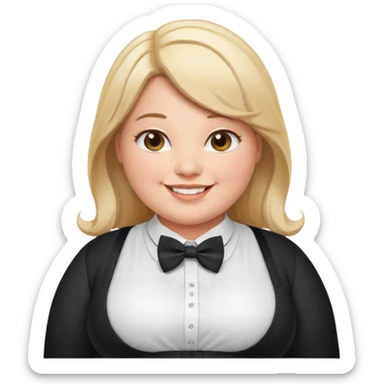 Fat girl with big boobs and white open shirt and bow tie  sticker