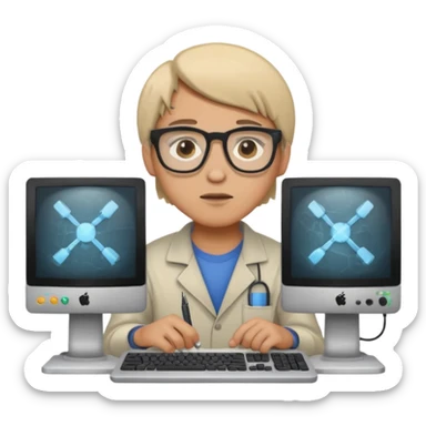 computer technician fixing damage computer sticker