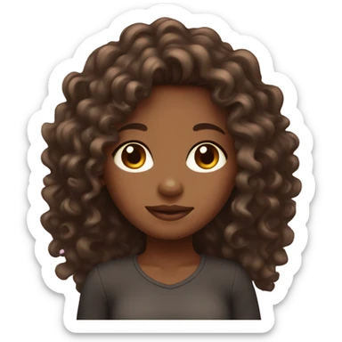 Brown skin girl with long curly hair sticker