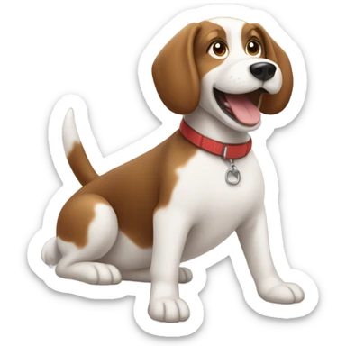 Brown and white dog riding fourwheeler sticker