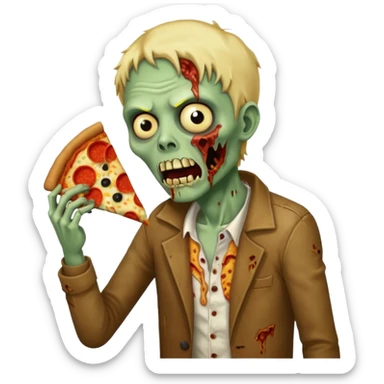 zombie eating pizza slice sticker