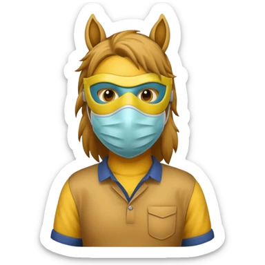 horse with yellow mask and shirt sticker