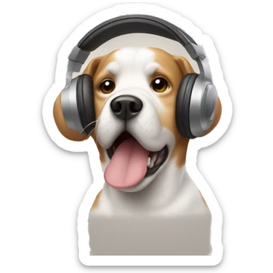 Dog wearing headphones sticker