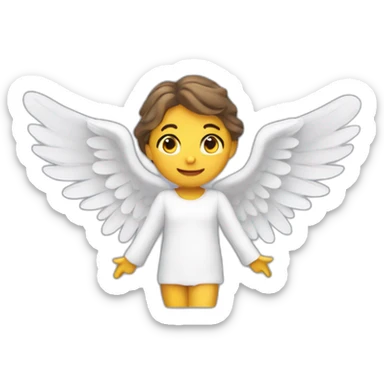"The emoji should be an angel flying with wings, seen in full-bodied side profile." sticker