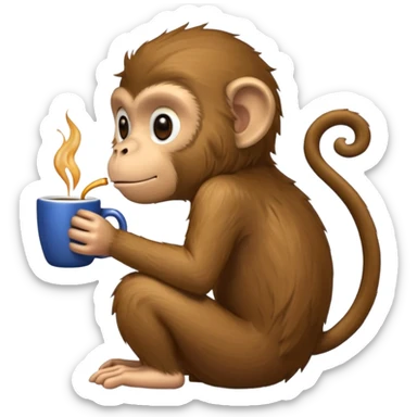 side profile monkey sipping coffee  sticker