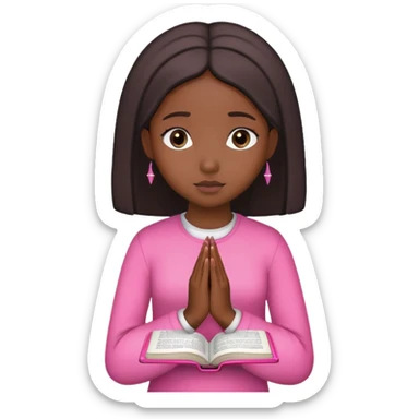 Black girl praying with a pink bible in-front of her sticker
