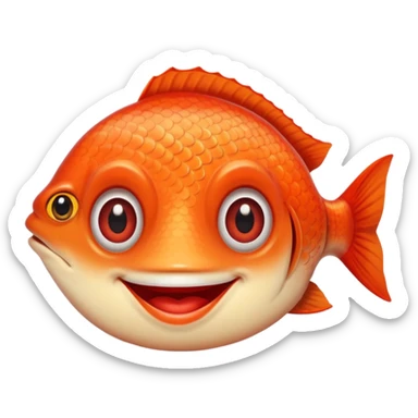 A smiling happy fish with big eyes and big lips wearing red lipstick sticker