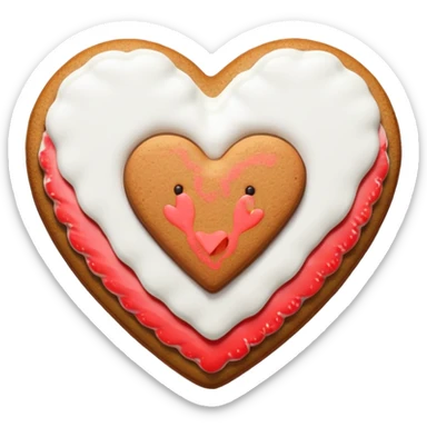 gingerbread heart cookie with white icing sticker