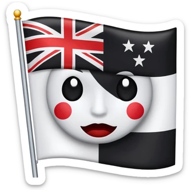 Create this flag , the color are White all around And a face print on the center of the flag is black dont create an emoji face on the center  sticker
