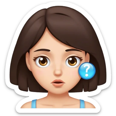 Dizzy brunette girl with sleepy eyes and cold sticker