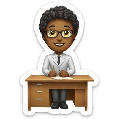 teacher with desk sticker